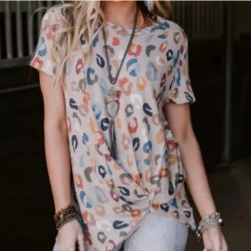 Multicolor Leopard Top, size medium